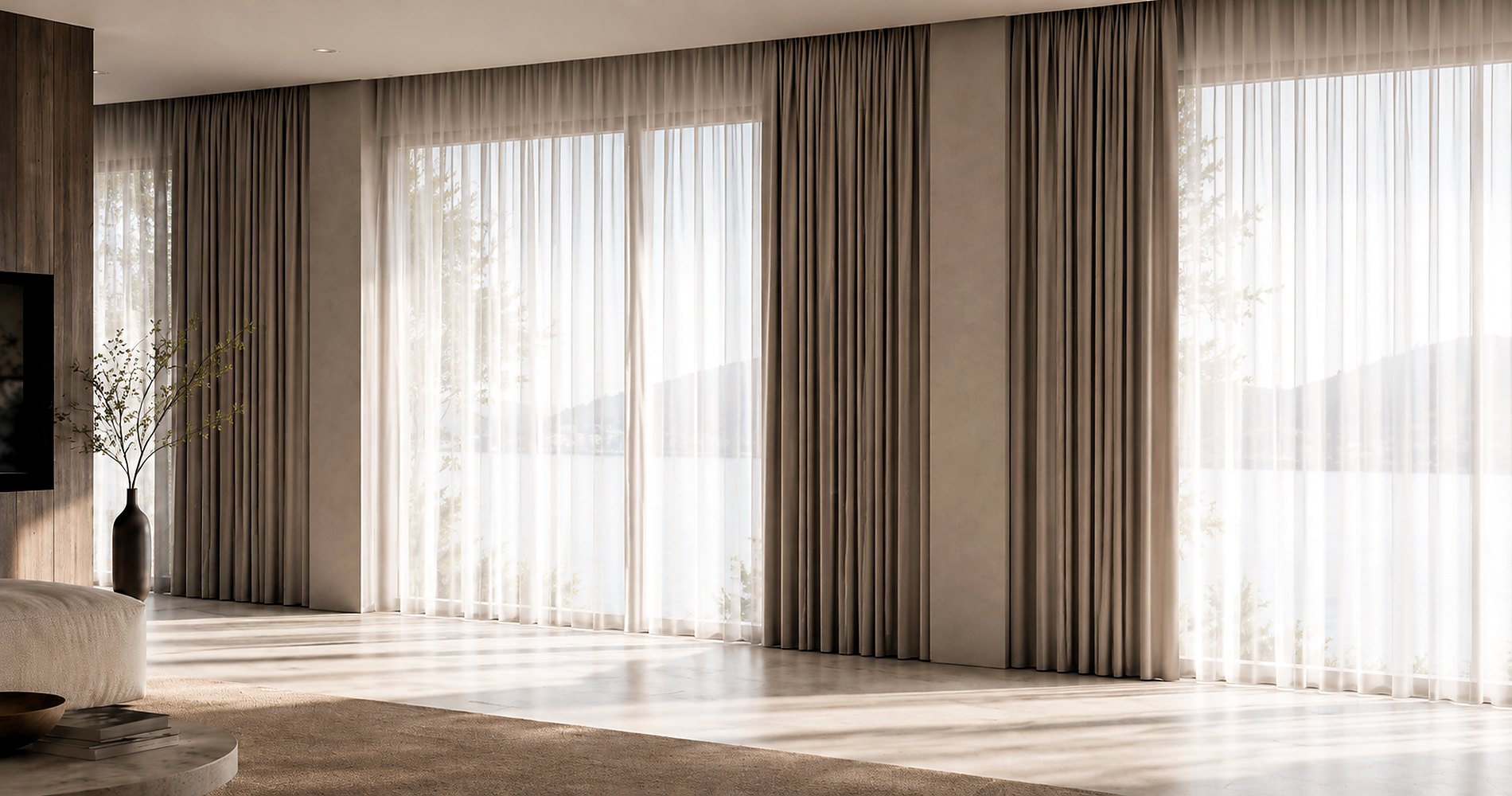 Cortinas roller y verticales con luz natural
